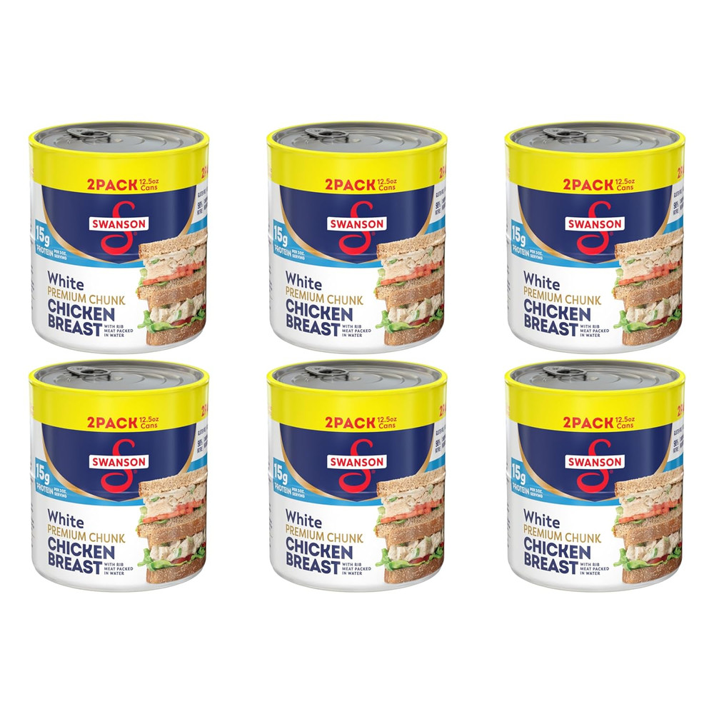 Swanson White Premium Chunk Chicken Breast with Rib Meat in Water, 12.5 Oz. (Pac