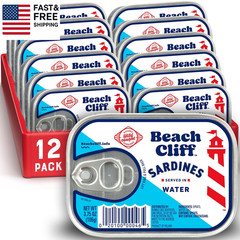 Sardines in Water, 3.75 Oz Can (Pack of 12) – Wild Caught Sardines – 12G Protein