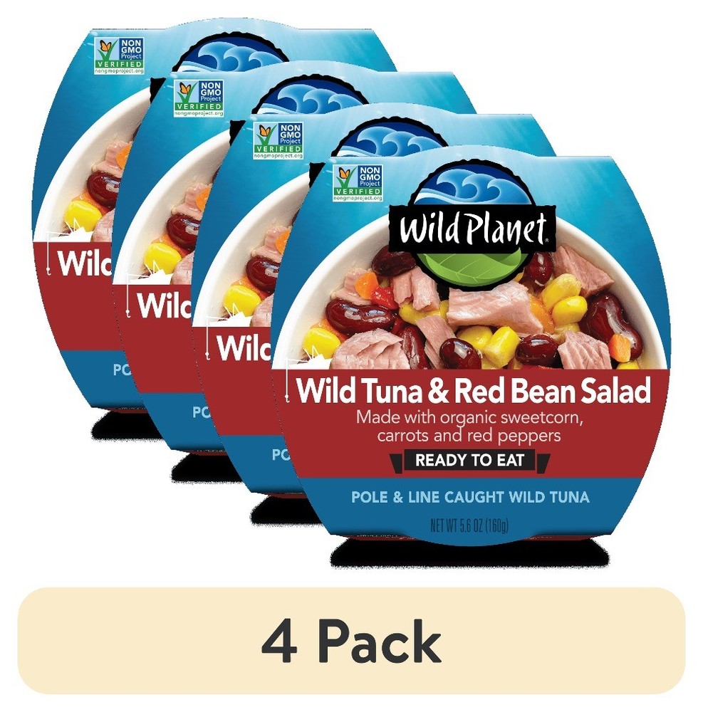 (4 pack)Wild Caught Tuna & Red Bean Salad with Veggies, Ready to Eat, 5.6 oz Can