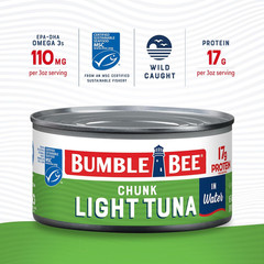 Bumble Bee Chunk Light Tuna in Water 12oz Can Pack of 12 Skipjack