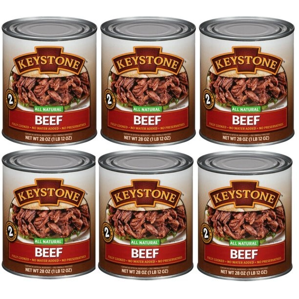 6 Cans – Keystone Meats All Natural Beef Fully Cooked 28oz No Preservatives