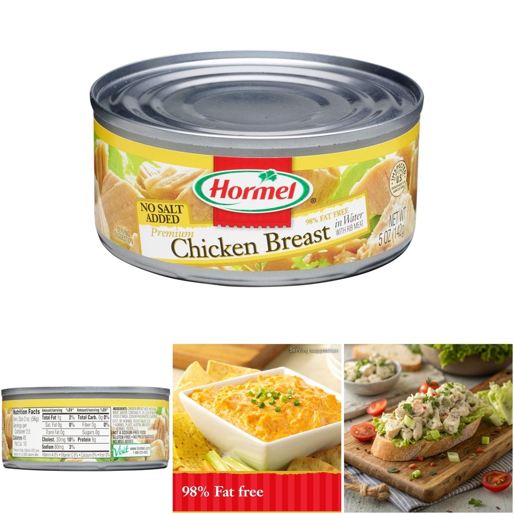 12 Pack Chunk Chicken Breast Water No Salt Added 98% Fat Free Keto Friendly