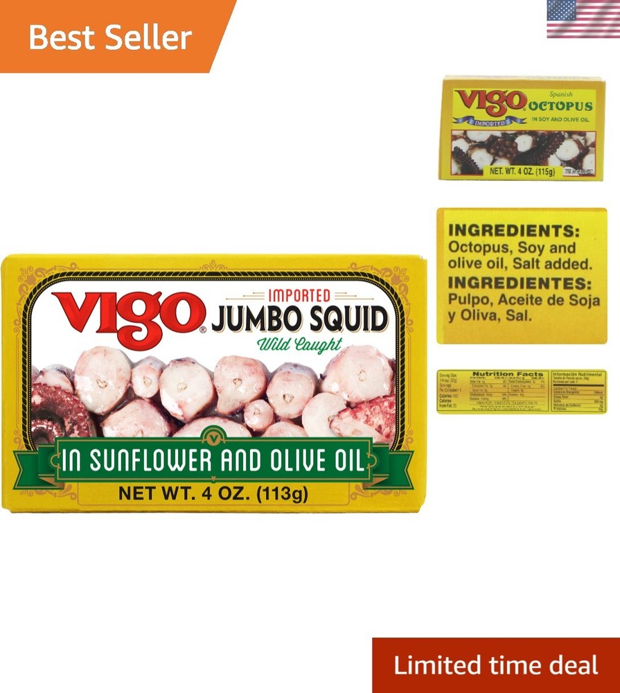Versatile 4 Ounce Canned Jumbo Squid in Sunflower Oil – Perfect for Recipes
