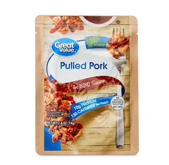 3-Pack Great Value Pulled Pork in BBQ Sauce, 2.6 oz Pouches