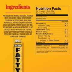 FATTY Meat Sticks, High Protein Original Cheddar, 2 oz. Pack of 20 BB 08/15/2026