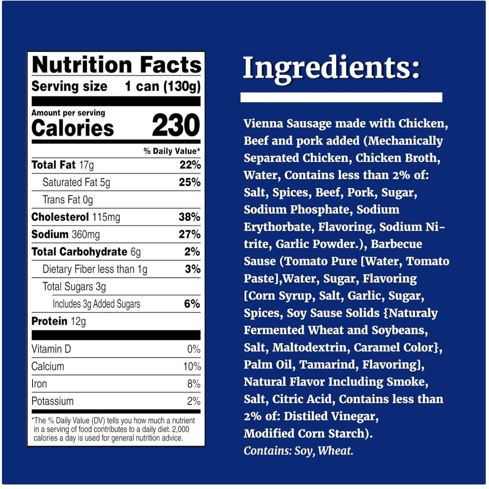 Zesty BBQ Vienna Sausages, Ready-to-Eat, 24 Pack