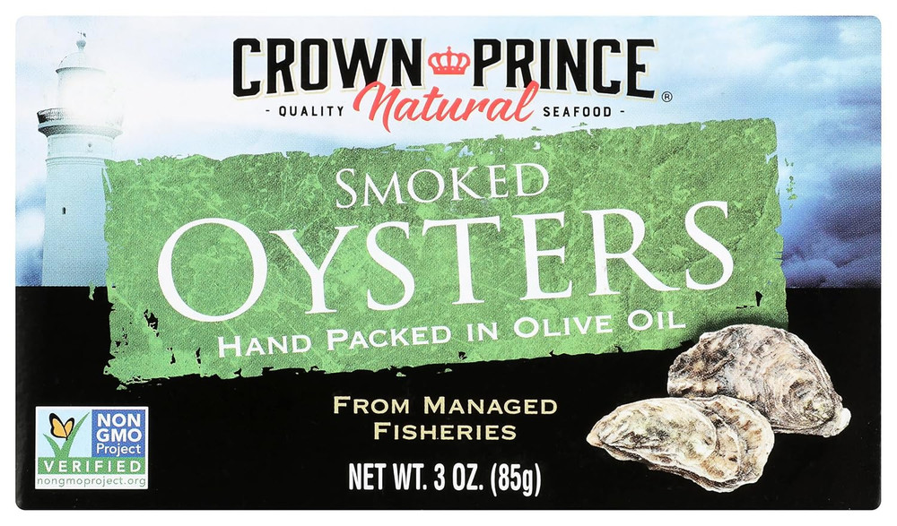Natural Smoked Oysters in Pure Olive Oil, 3 Ounce