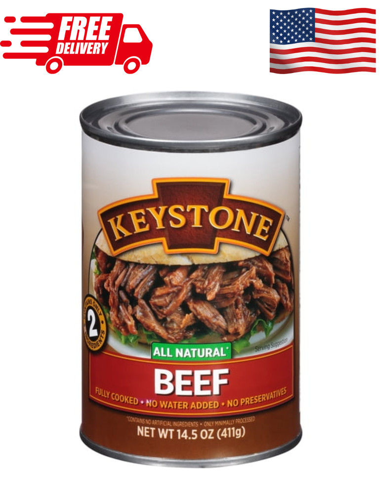 Keystone All Natural Canned Beef 14.5 oz Fully Cooked No Preservatives High Prot