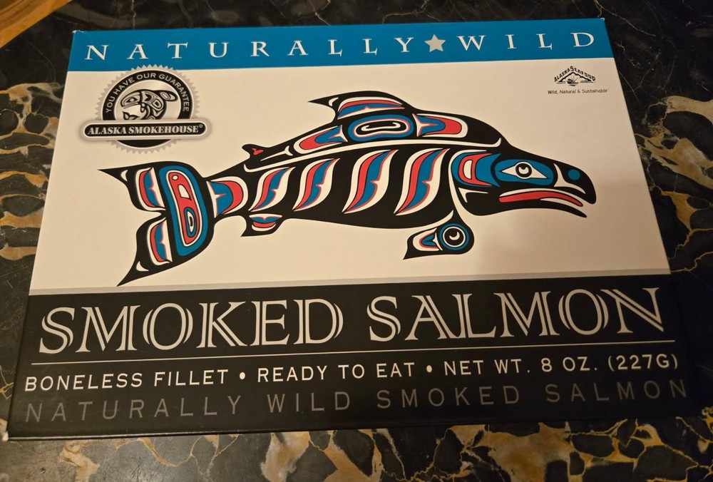 1 Boxed Smoked Salmon wild Alaskan hand-filleted ready to eat 8oz