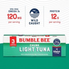 Bumble Bee Chunk Light Tuna In Water, 3 oz Cans 8 Packs of 3, 24 Cans Total …