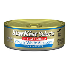 Selects No Salt Added Chunk White Albacore Tuna in Water, 4.5 Oz (12 Pack) Canne