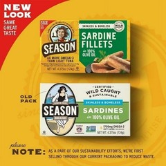 Season Skinless & Boneless Sardines in Olive Oil, 12-count, Total 52.5 oz
