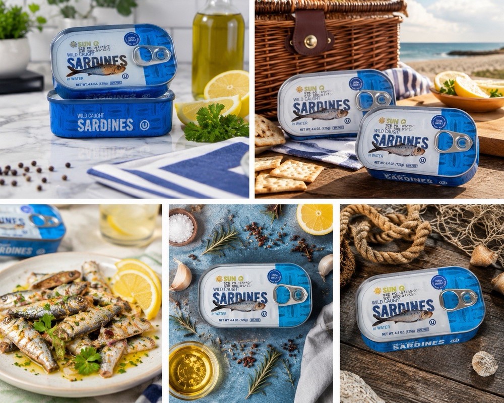 SUN Q Wild Caught Sardines in Water 4.4 oz (Pack of 4) BPA Free