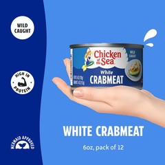 Wild Caught White Crab Meat, 6 oz Cans, 12-Count – High Calcium, High Protein…