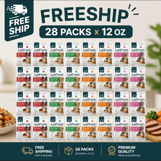 JustFoodforDogs JustFresh Home-Cooked Variety Pack Beef Chicken Pork Turkey 28Pk