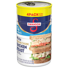 Swanson White Premium Chunk Chicken Breast with Rib Meat, 4.5 oz (4 Pack)