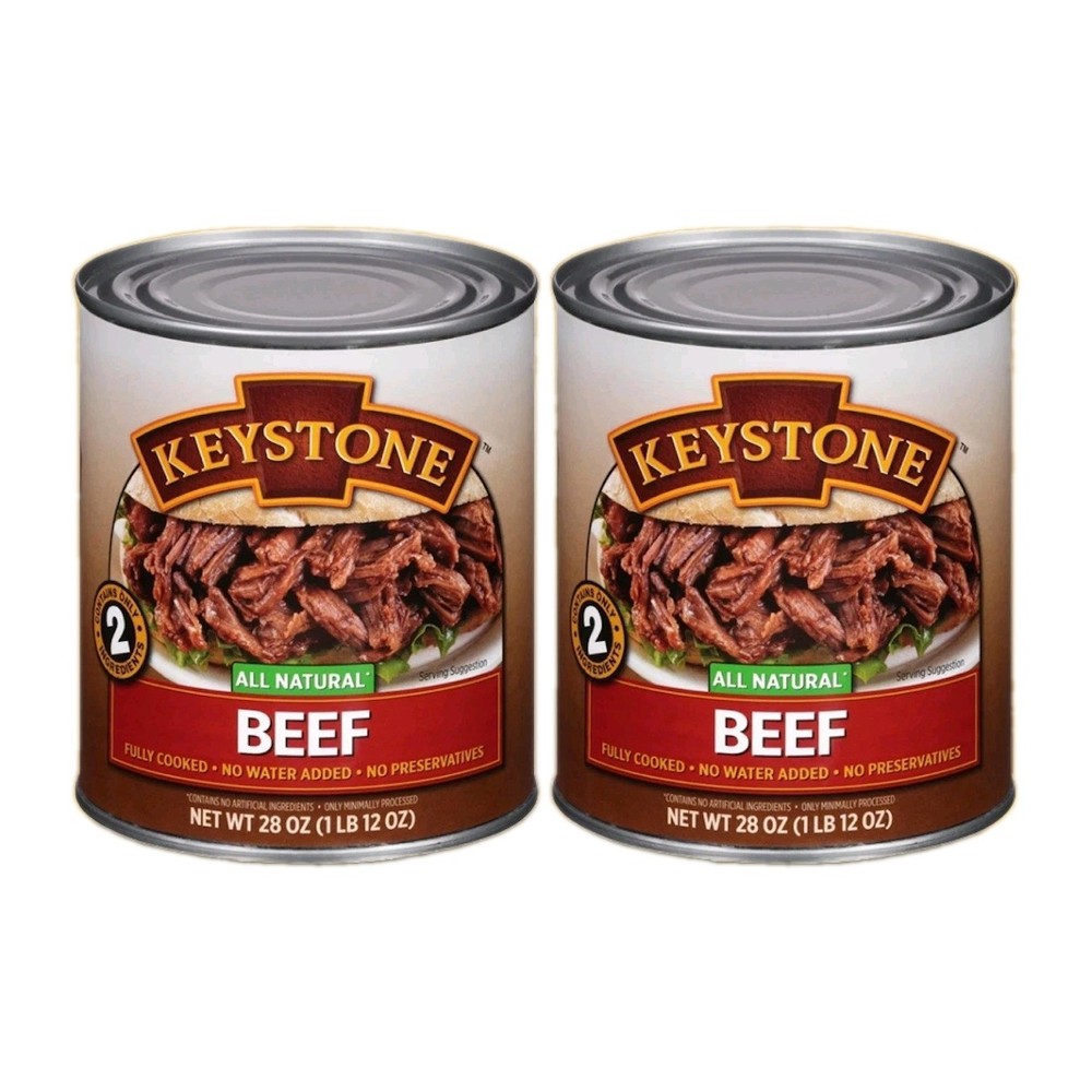 2 Keystone Beef ALL NATURAL 28oz Big Can ( Exp.6/2030 ( Lot Of 2 Cans )