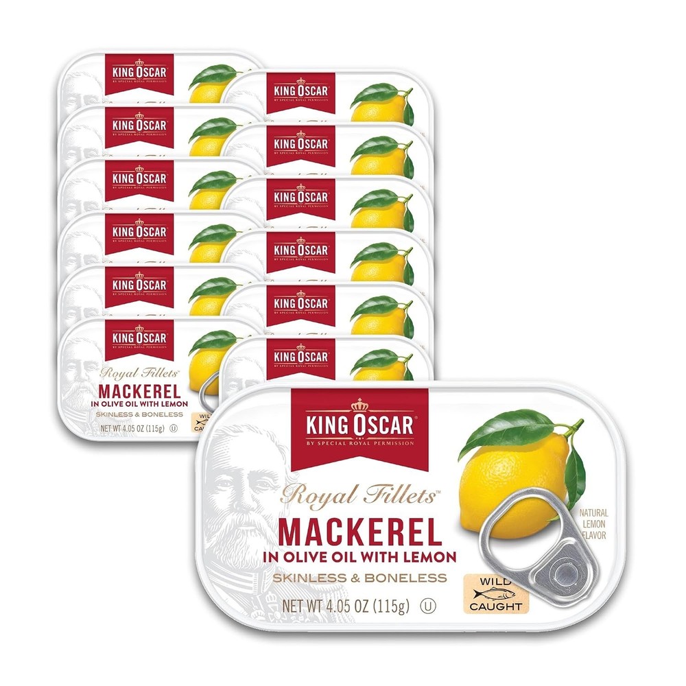 King Oscar Mackerel in Olive Oil with Lemon, 4.05 Ounce Cans Free Shipping