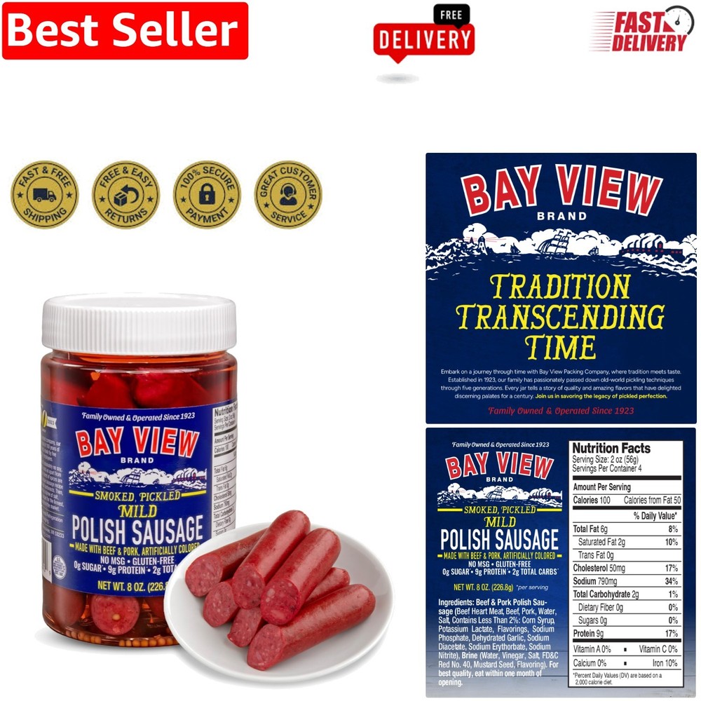 All-Natural Sliced Polish Sausage – 8oz Gluten-Free, No Soy, Pickled Perfection