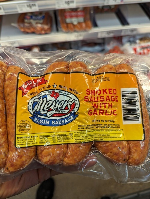 Meyer’s Elgin Garlic Sausage 16 Oz (4 Pack)