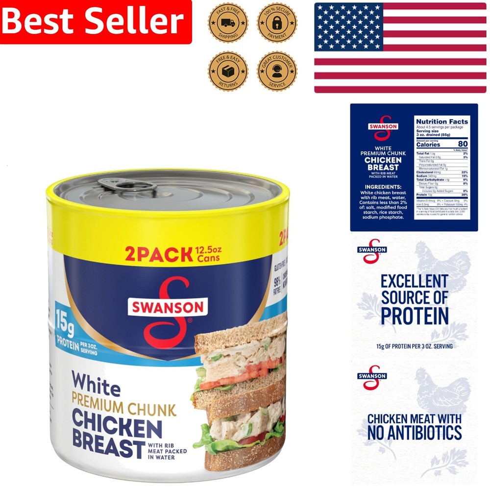 Swanson White Chunk Chicken Breast Cans – 2 Pack 12.5oz – Gluten Free