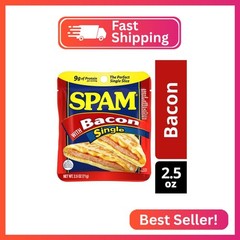 SPAM Single Bacon 2.5oz Individual Pouch (Pack of 12) Fully Cooked Pork and Ham,