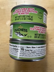 Duchess Light Tuna with textured soy protein in water – 3 cans – 5 oz each can