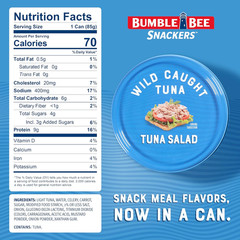 Snackers – Tuna Salad, 3 Oz Easy Open Can – 9G Protein per Serving