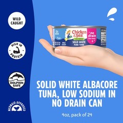 Chicken of the Sea Wild Caught Low Sodium Solid White Pure Albacore, No Drain…