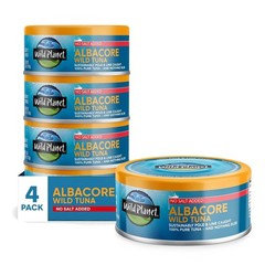 Albacore Wild Tuna, No Salt Added, Canned Tuna, Pole & Line Caught, 5 oz, Pac…