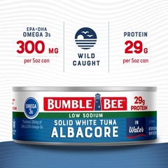Low Sodium Albacore Tuna in Water, 5 oz Can Pack of 12 – High Protein,