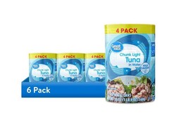 6 pack Great Value Chunk Light Tuna in Water, 5 oz, 4 Pack