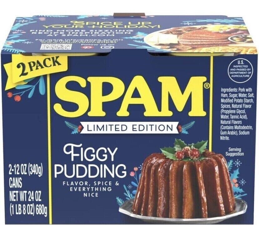 New SPAM FIGGY PUDDING Flavor Holiday 2pk Limited RARE *IN HAND* Ready To Ship!!