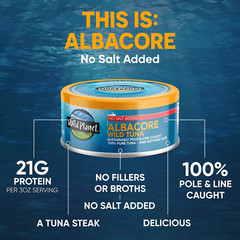 Wild Albacore Tuna, No Salt Added, Canned Tuna, Sustainably Wild-Caught, Non-GMO