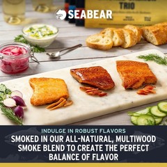SeaBear – Wild Alaskan Smoked Sockeye, Coho, and Pink Salmon Trio – 18oz Box