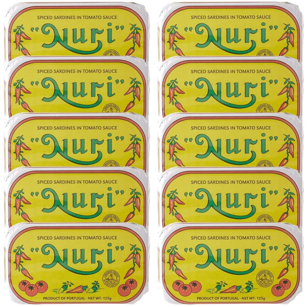 NURI Portuguese Sardines in Spiced Tomato Sauce 10 Pack 4.4 oz cans