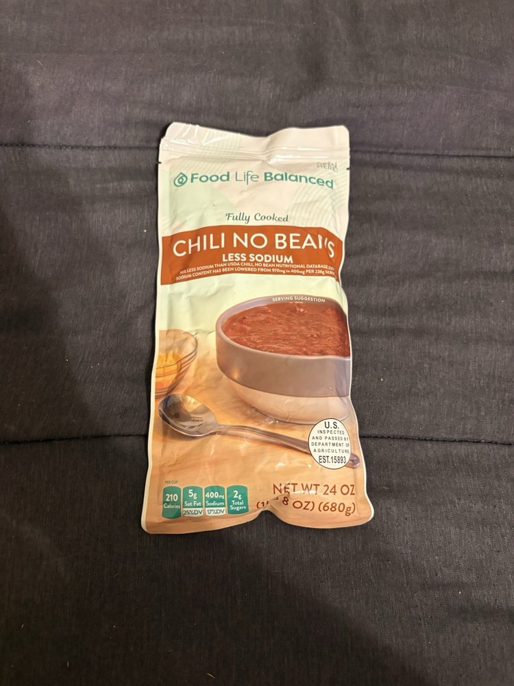 1 Pouch Food Life Balanced Chili NO Beans 24 Oz Ea BB 11/27.