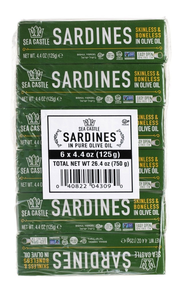 🌟NEW🌟 Sea Castle Skinless and Boneless Sardines in Olive Oil, 4.4Oz (6 PACK)