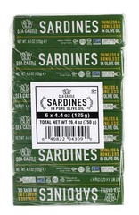 🌟NEW🌟 Sea Castle Skinless and Boneless Sardines in Olive Oil, 4.4Oz (6 PACK)