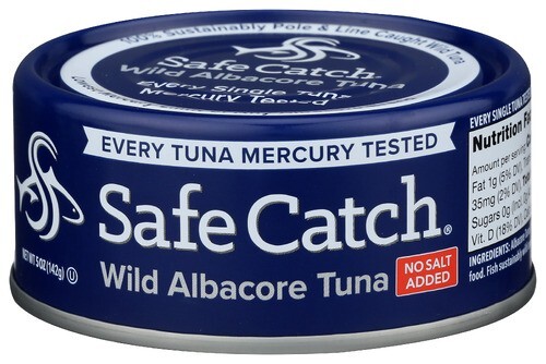 Safe Catch Canned Lowest Mercury Limit Albacore Tuna Fish No Salt Added, 5 OZ