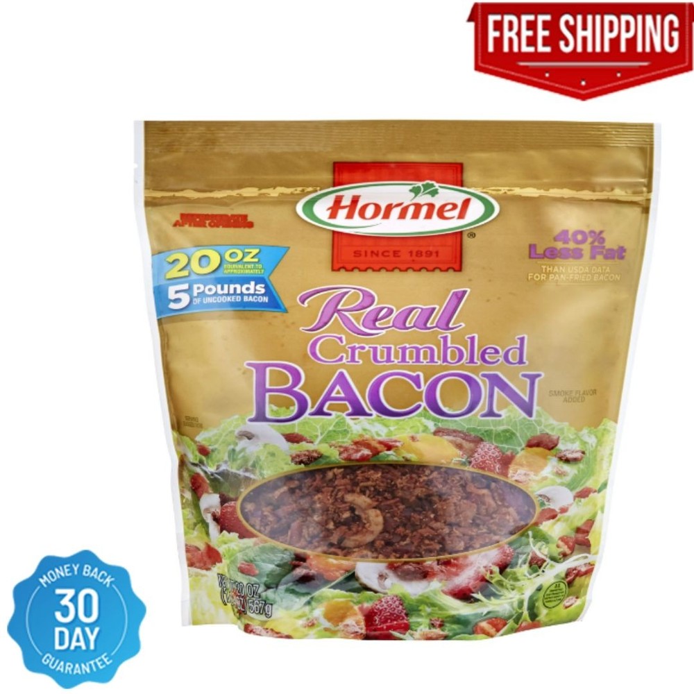Hormel Real Crumbled Bacon Bits 20 oz 40 Less Fat Ideal for Salads and Recipes