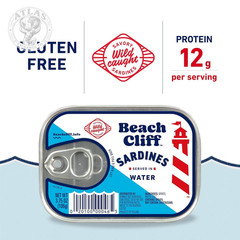 Beach Cliff Sardines in Water, 3.75 Oz Can (Pack of 12) – Wild Caught Sardines –