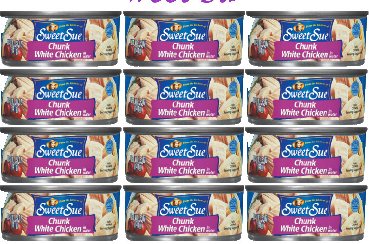 15 Pack Sweet Sue Chunk White Chicken 🍗 in Water, 5 oz Pop Top Cans BB 28-29