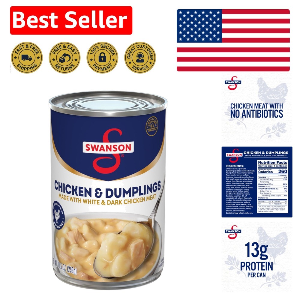 Protein-Packed Swanson Chicken & Dumplings, 10.5oz Can – No Antibiotics