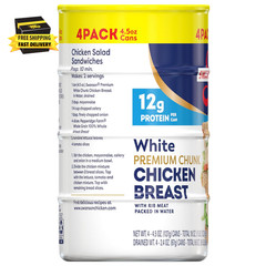 Swanson White Premium Chunk Chicken Breast with Rib Meat in Water, 4.5 Oz. (Pack