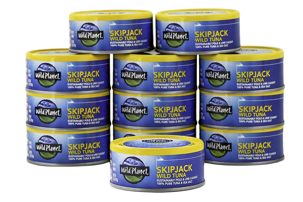 Wild Planet Skipjack Wild Tuna, Sea Salt, Keto and Paleo, 5 Ounce (Pack of 12)