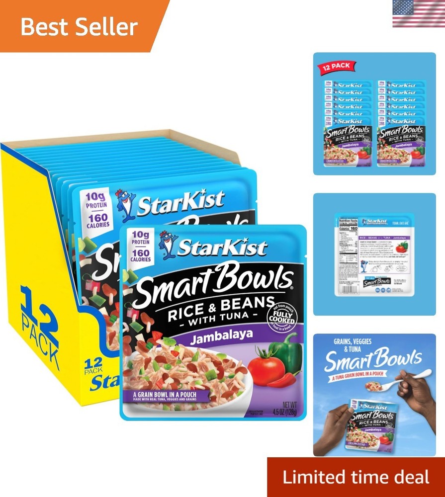 Nutritious 4.5oz Jambalaya Bowls – Tuna, Rice & Beans, Pack of 12, Omega-3 Rich