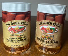 The Dutch Kettle Smoked Pickled Polish Sausage Home Style & Red Hot | 2-Pack