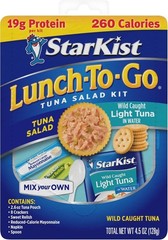 Lunch-To-Go Mix Your Own Tuna Salad, Chunk Light Tuna Pouch, 4.5 Ounce Kit, P…