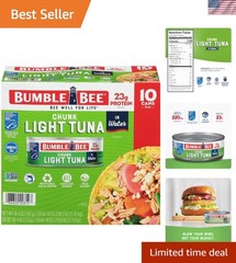 Chunk Light Tuna In Water, 5 oz Cans Pack of 10 – Wild Caught Skipjack Tuna -…